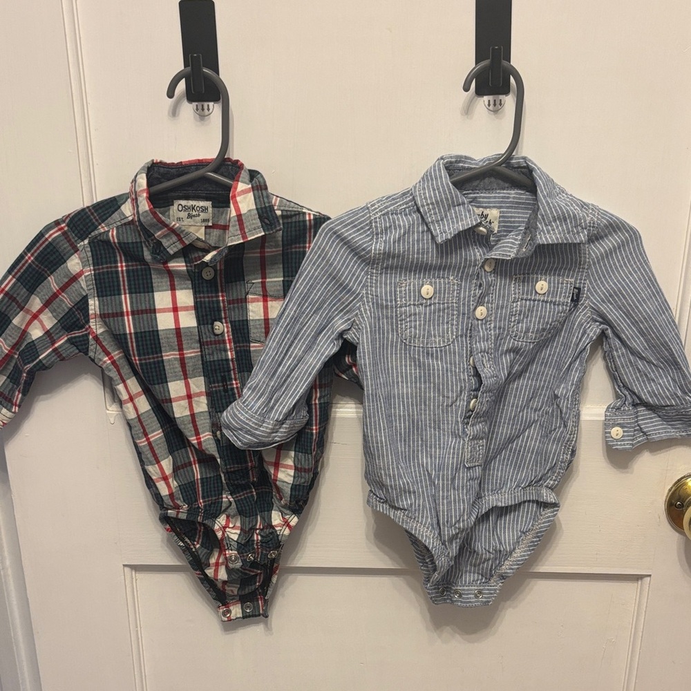 OshKosh B'gosh Plaid and Striped nine month, button up shirt great for parties